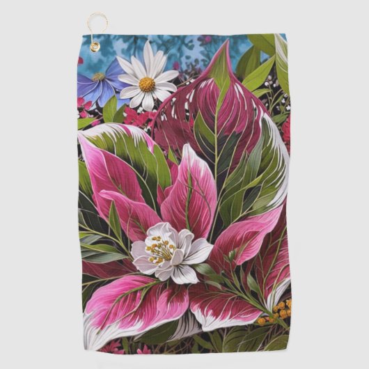 Oogverblindende bloemen golfhanddoek (Voorkant)