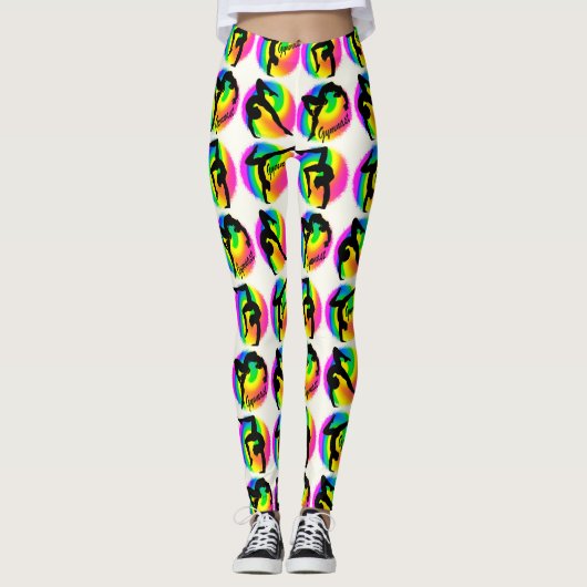 OOGVERBLINDENDE REGENBOOG WERVELT GYMNASTIEK LEGGI LEGGINGS (Voorkant)
