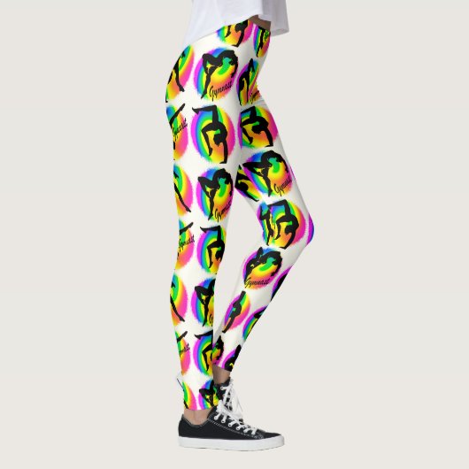 OOGVERBLINDENDE REGENBOOG WERVELT GYMNASTIEK LEGGI LEGGINGS (Rechts)