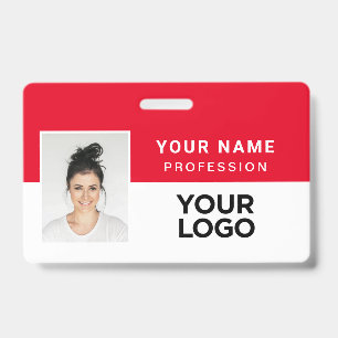 Oogverblindende Rode Bedrijfsfotonaamkaart voor We Badge