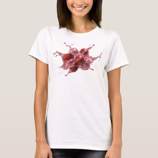 Oogverblindende Roze Abstracte Aardbeien T-shirt (Voorkant)