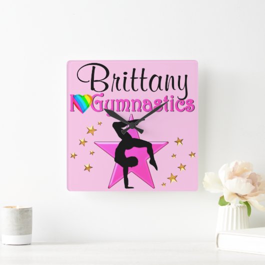OOGVERBLINDENDE ROZE GEPERSONALISEERDE GYMNASTIEKK VIERKANTE KLOK (Huis)