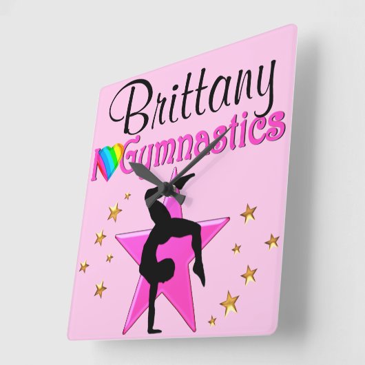 OOGVERBLINDENDE ROZE GEPERSONALISEERDE GYMNASTIEKK VIERKANTE KLOK (Hoek)
