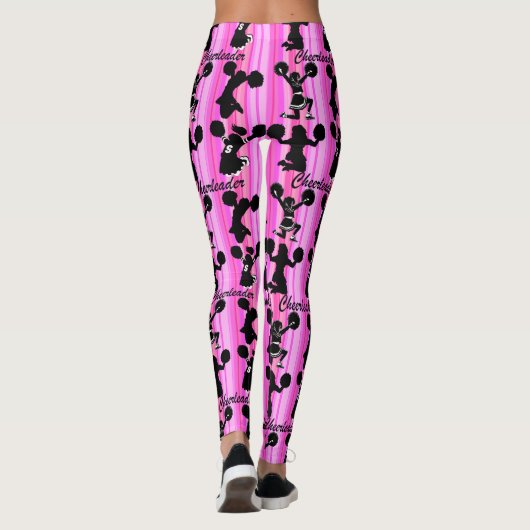 OOGVERBLINDENDE ROZE GESTREEPTE CHEERLEADERENDE LE LEGGINGS (Achterkant)