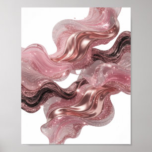 Oogverblindende Zilveren ABSTRACTE KUNST Kunstprin Poster