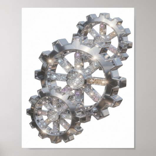 Oogverblindende zilveren ABSTRACTE KUNST Modeprint Poster (Voorkant)