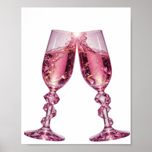 Oogverblindende zilveren CHAMPAGNEGLAZEN Poster