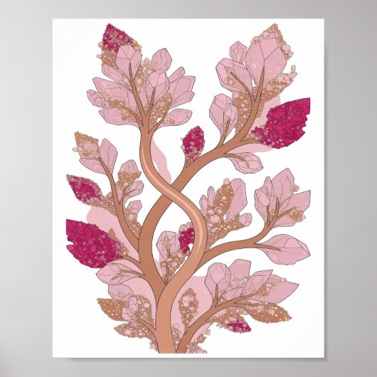 Oogverblindende zilveren CRYSTAL TREE Statement De Poster (Voorkant)