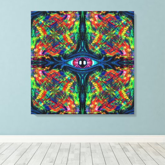 Oogverdraaiing en trippy schilderen canvas afdruk (Insitu (Houten vloer))