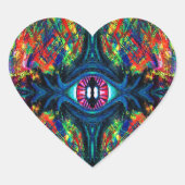 Oogverdraaiing en trippy schilderen hart sticker (Voorkant)