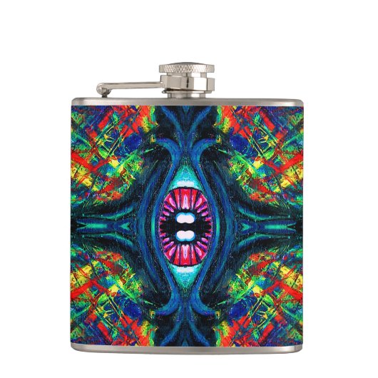 Oogverdraaiing en trippy schilderen heupfles (Voorkant)