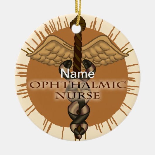 Oogverpleegkundige Caduceus Keramisch Ornament (Voorkant)