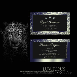 Oogvis blauw zilver ombre glitter sterren zwart visitekaartje