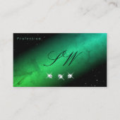 Oogvis Blauwgroen zwarte Initialen met mousserende Visitekaartje (Voorkant)