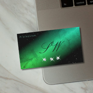 Oogvis Blauwgroen zwarte Initialen met mousserende Visitekaartje