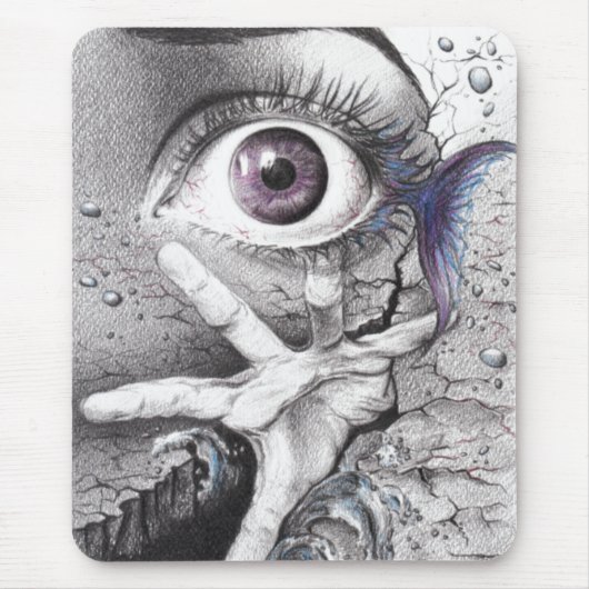 Oogvis en donkerdonkerdonker Surreëel potlood teke Muismat (Voorkant)