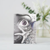 Oogvis en hand Dream Surreal-tekenkunst Briefkaart (Staand voorkant)