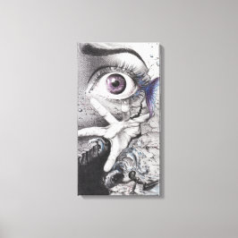 Oogvis en hand Dream Surreal-tekenkunst Canvas Afdruk