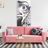 Oogvis en hand Dream Surreal-tekenkunst Canvas Afdruk (Insitu (Woonkamer))