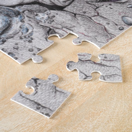 Oogvis en handsurrealistische potloodtekenkunst legpuzzel (Zijkant)