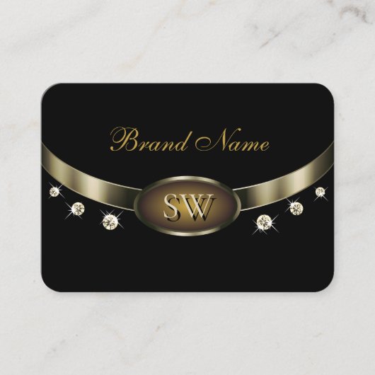 Oogvis vangt zwart en goud met Monogram Diamonds Visitekaartje (Voorkant)