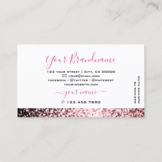 Oogvis Witte roze mousserende glitter Shimmery Visitekaartje (Achterkant)