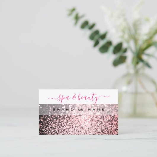 Oogvis Witte roze mousserende glitter Shimmery Visitekaartje (Staand voorkant)