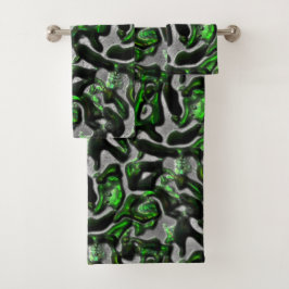 Oogvisachtige kalkgroene textuur, gekerfd in grijs bad handdoek