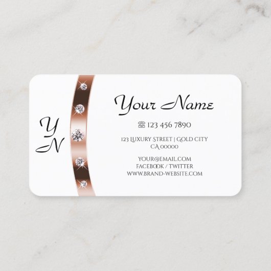 Oogvisserij Roos Gold en witte monogram diamanten Visitekaartje (Achterkant)