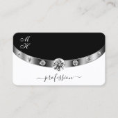 Oogvisserij Silver Black en White met diamanten Visitekaartje (Voorkant)