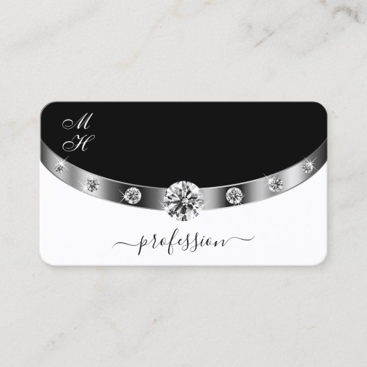 Oogvisserij Silver Black en White met diamanten Visitekaartje (Voorkant)