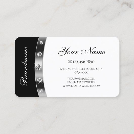 Oogvisserij Silver Black en White met diamanten Visitekaartje (Achterkant)