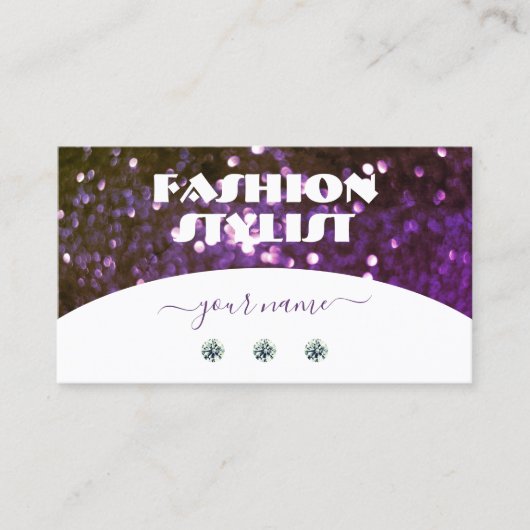 Oogvisserij Witte Paars sparkle Glitter Diamonds Visitekaartje (Voorkant)