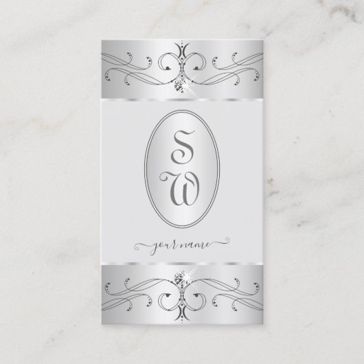 Oogvisserij Zilvergrijze  Ornamenten Monogram Visitekaartje (Voorkant)