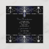 Oogvisserij Zwart blauw Ornament Monogram Vierkante Visitekaartje (Achterkant)