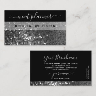 Oogvisserij zwarte zilver sparkle Glitter Shimmery Visitekaartje