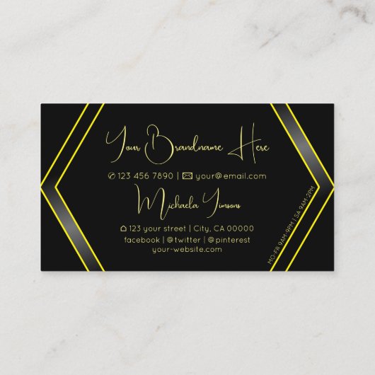 Oogvlek op zwart en geel vlak met monogram visitekaartje (Achterkant)