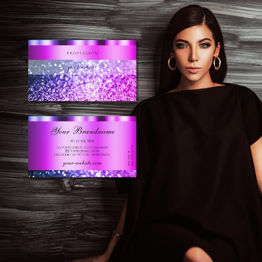 Oogvlek roze Paarse sparkle Glitter Flashy Visitekaartje