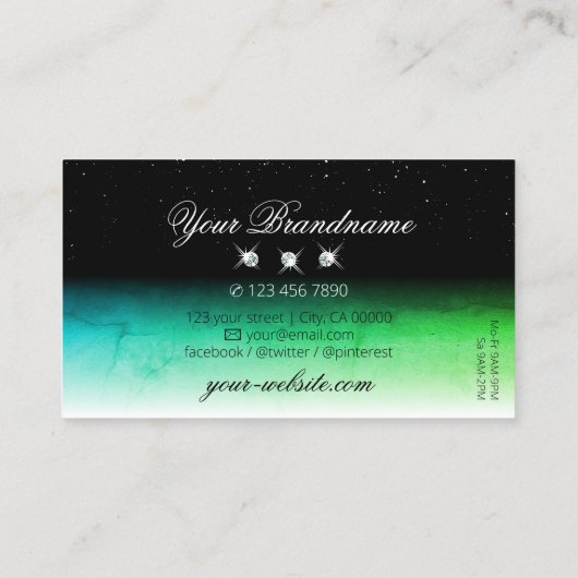 Oogvondst joodse zwarte witte Blauwgroen Ombre Visitekaartje (Achterkant)