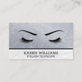 Oogwimper | glinsteren | wit krokodillenleer visitekaartje (Voorkant)
