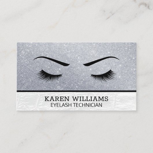 Oogwimper | glinsteren | wit krokodillenleer visitekaartje (Voorkant)