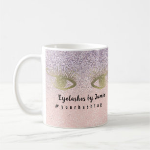 Oogwimper Salon Bedrijfs Glitter Roze Goud Schrift Koffiemok