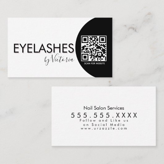 Oogwimper Salon Schoonheid Oogwimper QR CODE Visitekaartje (Voorkant / Achterkant)