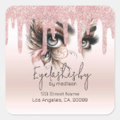 Oogwimpers Glam Blush Pink Dripping Glitter Vierkante Sticker (Voorkant)