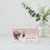 Oogwimpers Glam Blush Pink Dripping Glitter Visitekaartje (Staand voorkant)