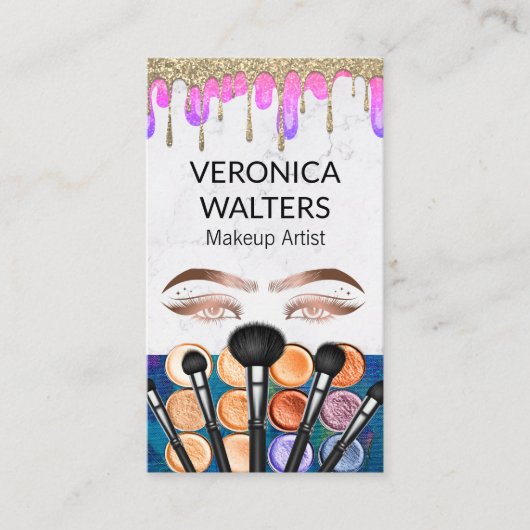Oogwimpers | Glitter Drip Make-up Beauty Visitekaartje (Voorkant)