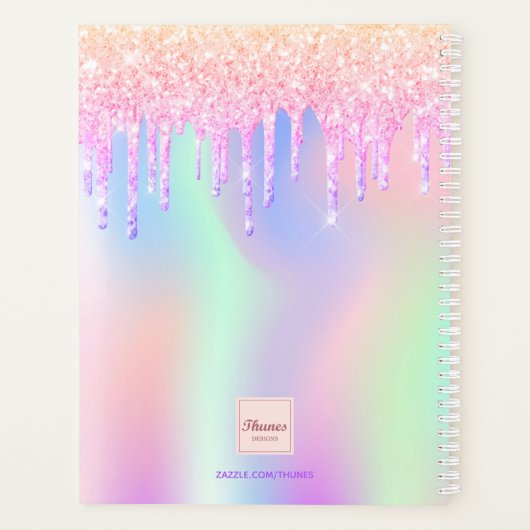 Oogwimpers roze druppels iriserende salon 2026 planner (Achterkant)