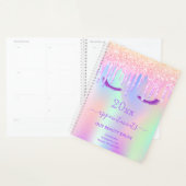 Oogwimpers roze druppels iriserende salon 2026 planner (Display)