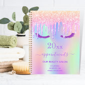 Oogwimpers roze druppels iriserende salon 2026 planner