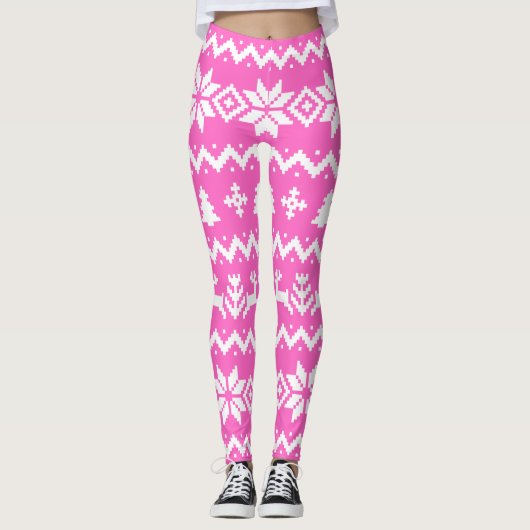 Oogzalig geveegd kerstpatroon Leggings (Voorkant)